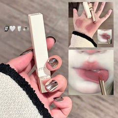 YICKYUE  -  Milk Velvet Lipstick Matte Grey Rose Lip Tint Square Tube Solid Lip Gloss Tea Red Natural Soft Lip Pen Makeup Long Lasting