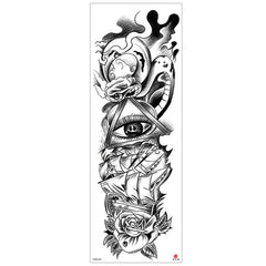 Waterproof Temporary Tattoo Stickers Full Arm Large Skull Old School Tatoo Stickers Flash Fake Tattoos for Men Women