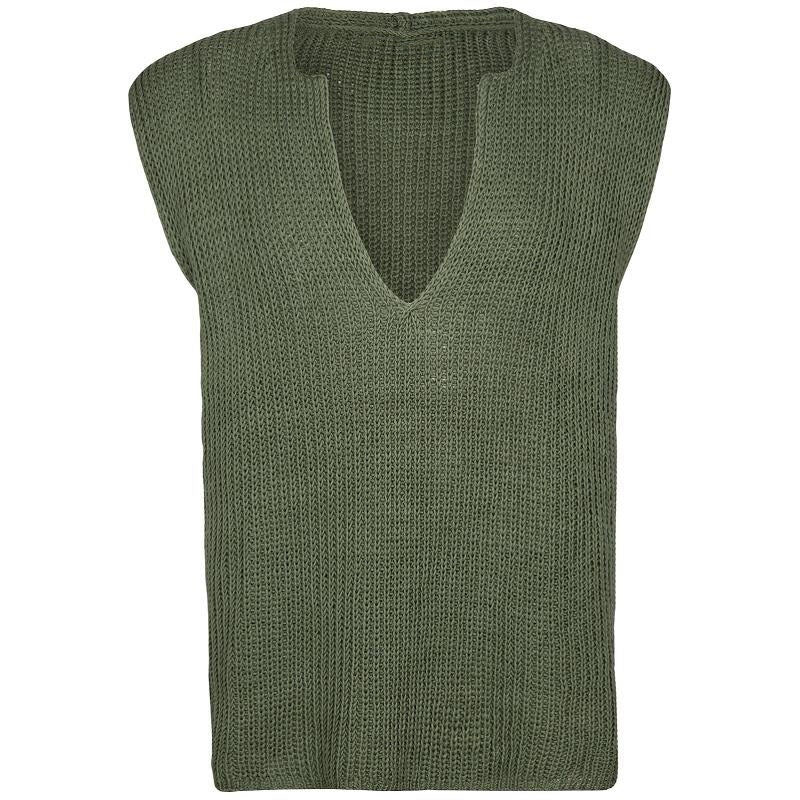 Hearujoy Spring Autumn Men Knitted Vest  V-Neck Sleeveless Sweater  Vintage Oversize Loose Knit Tank Tops   Leisure Waistcoat Streetwear