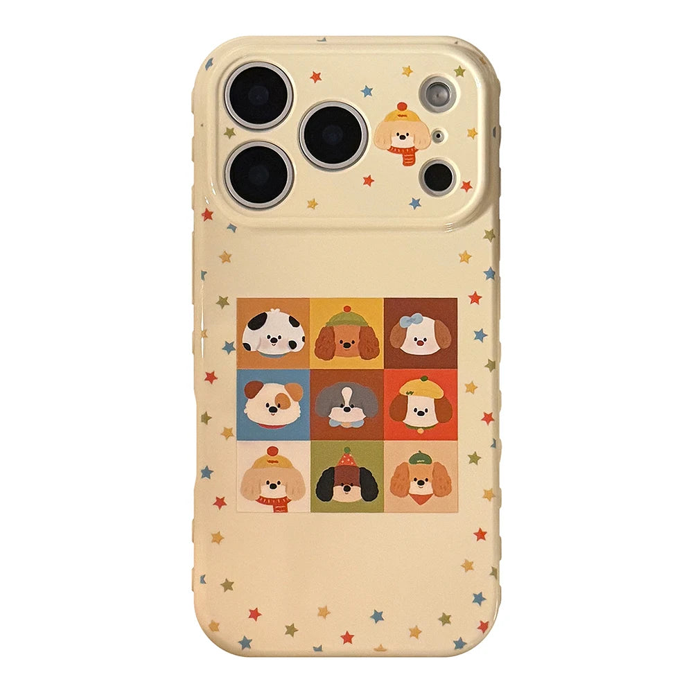 Cute Puppy Case for iphone 17promax Shockproof Cartoon Case for iPhone 16 15 14 13 Pro Max Ins Protector Cover for iphone 17pro