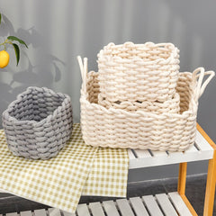 Cotton Rope Storage Basket Handmade Desktop Storage Box for Sundries Toy Underwear Organizer Fabric Clothes Laundry Basket
