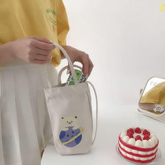 Korean Water Cup Bag Handbag Cute Cartoon Fashion Portable Large-capacity Umbrella Insulation Cup Protective Cover Storage Bag