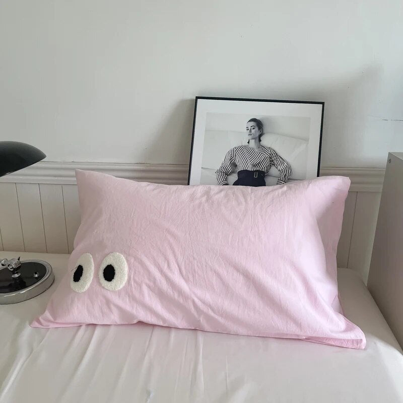 Yickyue Kawaii Pillow Cases For Bed 2pcs Set Cute Cartoon Pink Yellow Pillow Cover Comfortable Home Decorative Pillowcases 48x74cm