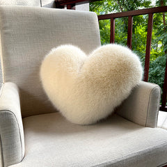 YICKYUE  -  Heart Shape Throw Pillow Sofa Car Stuffed Seat Cushion Double-sided Imitation Fox Fur Plush Cushion Home Decor Waist Cushions