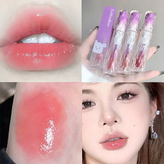 Yickyue Purple Water Gloss Lip Glaze Watery Moisturizing Lipstick Non-stick Cup Paste Lip Tint Ice Rose Liquid Lipstick Lips Makeup