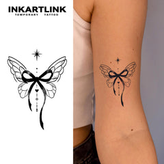 YICKYUE  -  Bow Temporary Tattoo,Lasts To 15 Days New Technology Magic Waterproof Semi Permanent Sticker.
