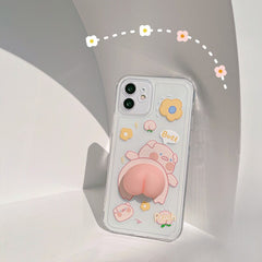 3D Pig silicone phone case for iphone 12 11 pro max mini x xs max xr se 2020 7 8 plus Decompression toy cover cute capa shell