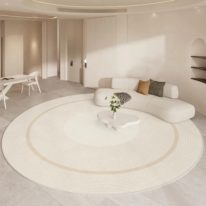 YICKYUE  -  Round Beige Minimalism Rug Luxurious Living Room Carpet High Quality Bedroom Study Rugs Soft Comfortable Bedside Carpets Tapete