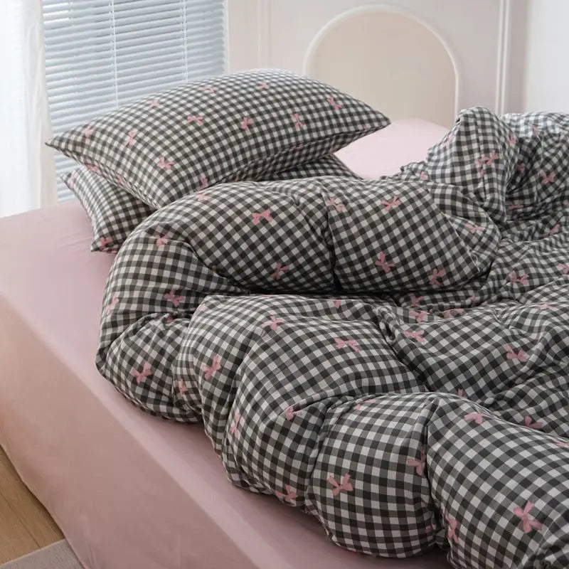 YICKYUE  -  Japanese Style Bedding Set Flat Sheet Pillowcases Duvet Cover No Filler Single Full Size 2025 Spring Summer Hotel Bed Linens