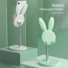 2022 Cute Bunny Phone Holder Desktop Cell Phone Stand Height Angle Adjustable For iPhone 11 12 iPad Lovely Rabbit Tablet Support