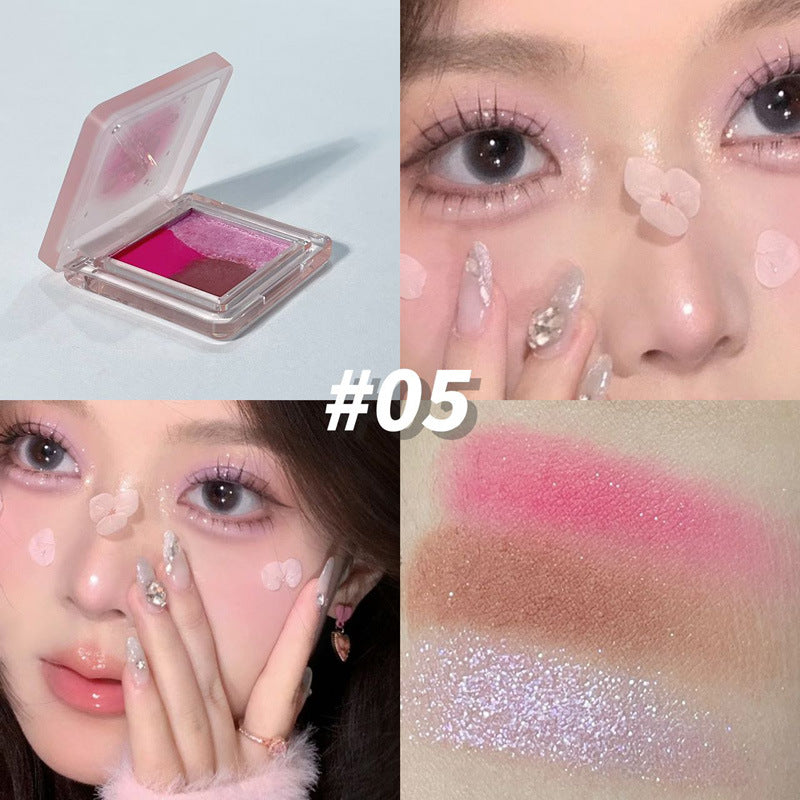 YICKYUE  -  Mini 3 Colors Eye Shadow Matte Pearlescent Explosive Flash Delicate Makeup Not Easy To Fly Powder White Eye Shadow Plate Makeup