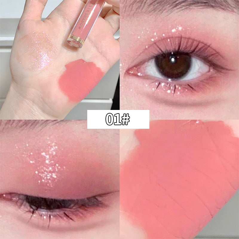 Yickyue Shimmer Double-head Eyeshadow Liquid Matte Pearlescent Eye Shadow Korean Makeup Eyes Glitter Beauty Long Lasting Cosmetics