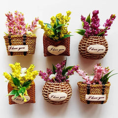 Yickyue  Buy 5 Get 1 Flower Basket Fridge Magnets Immortal Flower Decorated Basket for Refrigerator Magnetic Stickers Fabrics Flower Home