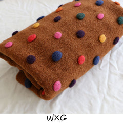 Three-Dimensional Fluffy Wool Ball Jacquard Candy Autumn and Winter Clothing Fabrics Cloth DIY