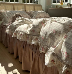 YICKYUE  -  Classic sweet pastoral flower bedding set,twin full queen king rustic retro cotton home textile bed sheet pillowcase quilt cover