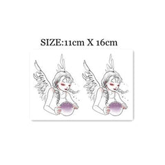 Waterproof Temporary Tattoo Sticker White-Haired Elf Angel Girl Design Body Art Fake Tattoo Flash Tattoo Arm Leg Female