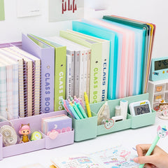 Yickyue Ins File Organizer Bookshelf Partition Bookend Student Book Storage Pen Holder Table Office Organizer Magazine Desktop Organizer