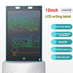 LCD Writing Tablet Drawing Board 12Inch Handwriting Message Take Noted Digital Colorful Blackboard With Upgraded Pen for Child