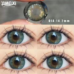 YICKYUE  -  2-Piece Korea Colorful Contact Lenses Grey Beautiful Pupil Soft Lenses Myopia Degree Makeup Lens London Fog Grey