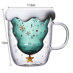Transparent Double Layered Anti Scald Glass Christmas Tree Starry Sky Coffee Mug Thermal Insulation Breakfast Milk Cup