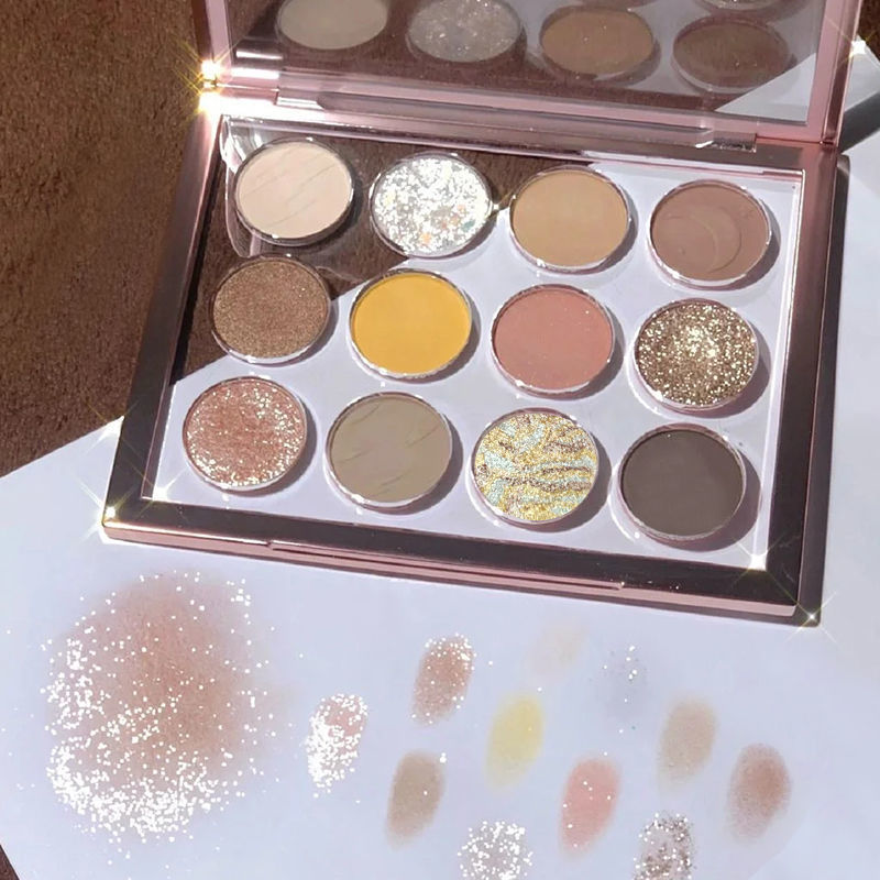 Yickyue 12 Color Glitter Eyeshadow Palette Makeup Long-lasting Matte Eye Shadow Palettes Brighten Eye Cosmetics Women Beauty Earth Color