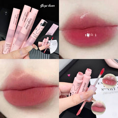 YICKYUE  -  1PC Double Head Mirror Water Liquid Lipstick Rose Red Moisturizing Bean Paste Pink Matte Lip Gloss Long Lasting Lip Glaze Makeup