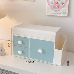 Creative Cute Desktop Storage Box Organizer Plastic Drawer Office Home Cosmetic Box Student Makeup Brush Storage Box Kawaii