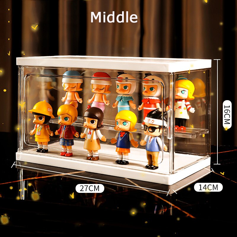 Acrylic LED Storage Box Double Layer Figures Collectible Display Box Ornaments Decoration Showcase Perfume Cosmetics Container