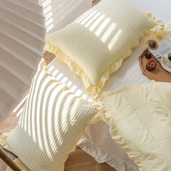 2 Sets Super Soft Chiffon Yarn Quilted Pillowcase,Thick Ruffled Pillowcases Bedding Pillow Case 50*70cm Pillow Cover Bedroom