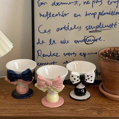 YICKYUE  -  Super cute small cup Ceramic bow shaped coffee cup