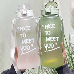 2200/3800ml Jumbo Sport Water Bottle With Straw Strap Plastic Cute Water Jug Juice Tea Portable Gym Big Drinking Bottle BPA Free