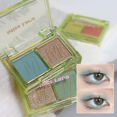 YICKYUE  -  Two Color Eye Shadow Plate Pearlescent Matte Beginner Small Portable Pure Mint Green Cut Eye Makeup Summer Cosmetics