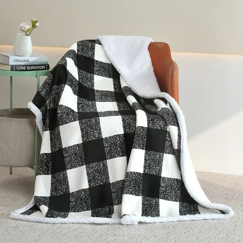 YICKYUE  -  49X57in Rectangle Soft Warmth Throw Blanket Spring Autumn Winter Cartoon Double Layer Blankets Sofa Bed Offiec Car Swing Travel