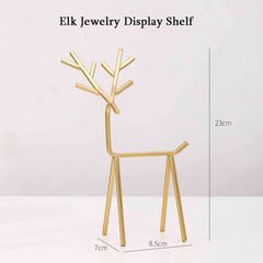 Luxury Metal Jewelry Organizer Stand Golden Elk Jewelry Showcase Storage Shelf Home Decor Nacklace Earrings Keychain Holder Rack
