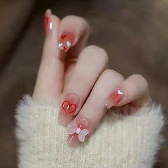 24Pcs/Box Rhinestones Decal press On Nails Sticker Cloud Pearl Fake Nails Square Level Women False Nail