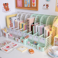 Yickyue Desk Organizer File Tray Desk Book Stand Office Desk Book Storage Box Bookends Creative Book Shelf Stationery Organizer