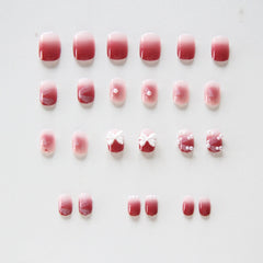 24pcs/box Detachable Fake Nails Set Pink Butterfly Full Nail Art Tips Beauty Nail Artificial False Nails Tips With Wearing Tools