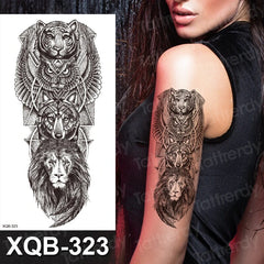 YICKYUE  -  10pcs/lot lion tiger wolf tribal totem temporary tattoos sleeve arm sexy body art painting men tattoo sticker black big decal