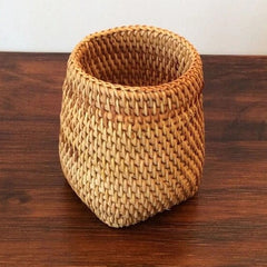 Manual Rattan Chopsticks Tube Shovel Spoons Bucket Dinner Knives Forks Tableware Storage Box Home Storage Baskets Organizer