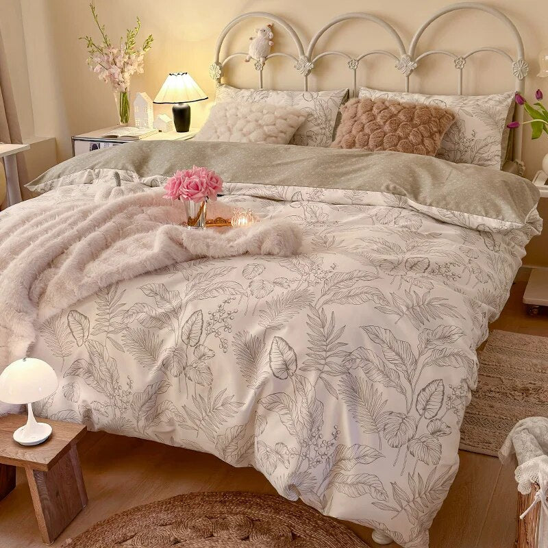 Yickyue NEW Printing Bedding Set Pure Cotton Quilt Cover Set Single Double Queen Size Duvet Cover Set High Quality Bedding Cover Set