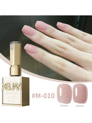 YICKYUE  -  1 PC 15ML Nail Polish - Jelly Ice Transparent Pink, Peelable UV LED,  Oval Shape, , Solid Pattern, for Nail Salon and DIY