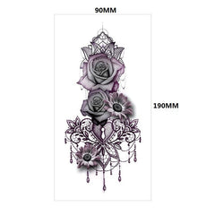 1pcs Purple Rose Tattoo Stickers Water Transfer Women Waist Girl Chest Body Art Temporary Tattoo Waterproof Flower Tatoos