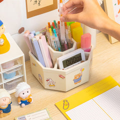 360° Rotating Organizer Pen Holder Storage Box for Pencil Multi-fun Students Desktop Organizar Plastic Pencil Pens Storage Box