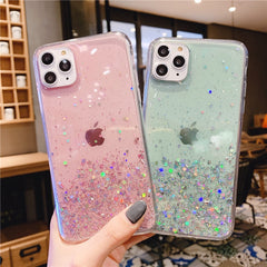 Luxury Glitter Sequin Transparent Phone Case For iPhone 11 12 Pro MAX Mini XS X XR 7 8 Plus SE 2 2022 Silicone Shockproof Cover