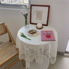 Korean Style White Lace Tablecloth Home Decoration Simple Coffee Table Tablecloth Background Cloth Sofa Back Towel