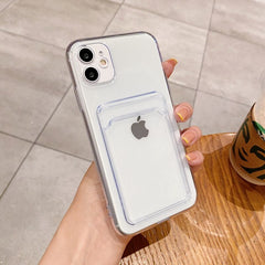 Luxury Transparent Card Slot Phone Case For iPhone 11 12 Pro Max Mini X Xs XR 7 8 Plus SE 2  Silicone Shockproof Soft Cover