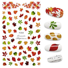 1pcs Fall Leaves Nail  Stickers Gold Yellow Maple Leaf Water Decals Sliders Foil Autumn Design For Nail Manicure