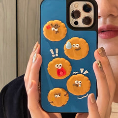 Korean Cute Cartoon 3D Clay Biscuits Soft Case For iPhone 13 12 11 Pro XS Max X XR 7 8 Plus Silicone Protective Blue Back Cover