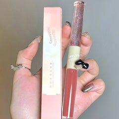 Yickyue 4 Colors Glitter Water Light Lip Gloss Double-end Mirror Shimmer Lip Glaze Waterproof Lasting Not Fade Lip Tint Liquid Lipstick