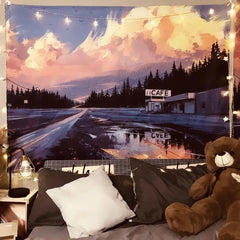 Japanese Style Tapestry Scenic Hanging Tapestries Washable Background Wall Cloth Live Broadcast Wall Chart Bedroom Decor